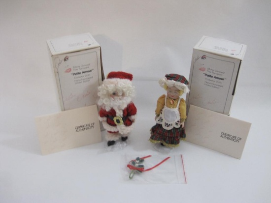 Marie Osmond Petite Armour Santa and Mrs. Claus Dolls in original boxes, 1 lb