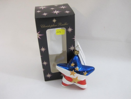 Christopher Radko Patriotic Star Ornament with box, 4 oz