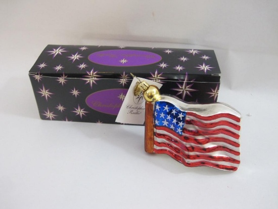 Christopher Radko American Flag Ornament with box, 4 oz