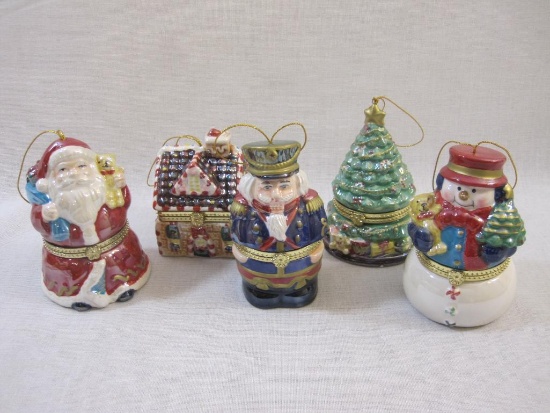 Set of 5 Christmas Figural Music Boxes, 2 lbs 6 oz