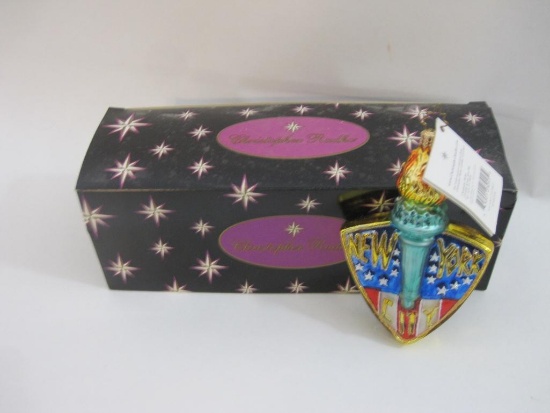 Christopher Radko New York/NYPD Badge Patriotic Ornament, in box, 4 oz