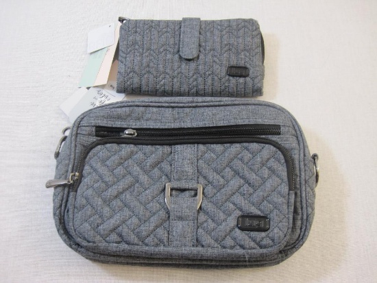 New Lug Carousel Heather Grey Crossbody Purse and Wallet, 1 lb 3 oz