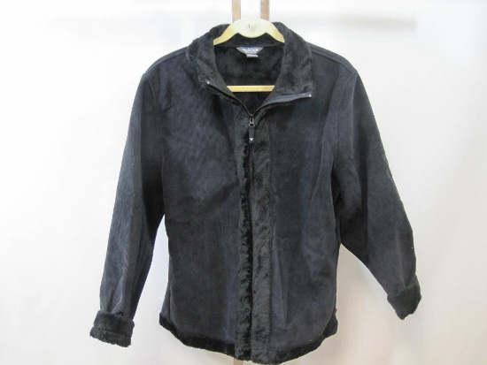 Ladies Woolrich Corduroy Zip Front Jacket, Faux Fur Lining and Accents at Zipper, Collar, and Cuffs,