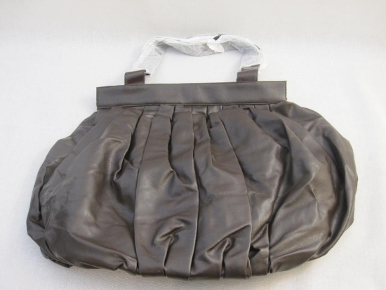 New Dennis Basso Reversible Slouchy Purse with Branded Storage Bag, brown faux leather, 2 lbs