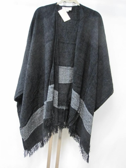 New Boyne Valley Weavers Ireland Celtic Inspired Chenille Ruana Shawl Wrap with Matching Scarf, One