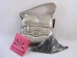 New Isaac Mizrahi Live! Gunmetal Pebble Leather Bucket Hobo Bag with Scarf, 2 lbs