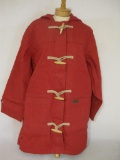 New Denim & Co Red Denim Coat with Button and Toggle Closure, size 1X, 3 lbs 3 oz
