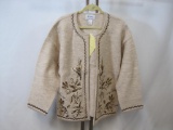 New Ladies Linea by Louis Dell'Olio 100% Wool Cardigan Sweater, Large, in Beige with Shaded