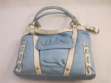 New B Makowsky Marble Blue Tote and Leather Zip Around Wallet with branded storage bag, 2 lbs 12 oz