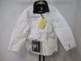 New Zero Xposur Reversible Down/Feather Black and White Zip Front Jacket with Scarf with Two Pairs