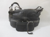New Tignanello Black Pebble Leather Convertible Shoulder Bag Purse with Wristlet, 2 lbs