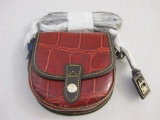 New Dooney & Bourke Red/Brown Tomorrow Mini Flap Leather Crossbody Purse with branded storage bag,