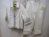 New Bob Mackie Wearable Art Ladies Three Piece Set, Includes Yellow Tee Shirt, Matching Pants and