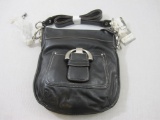 New B Makowsky Black Glove Leather Crossbody Purse with branded storage bag, 1 lb 12 oz