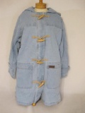 New Denim & Co Bleached Denim Coat with Button and Toggle Closure, size 1X, 3 lbs 3 oz
