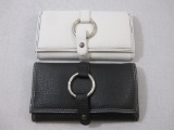Two PreZerve Faux Leather Jewelry Roll Organizers, black and white, 14 oz