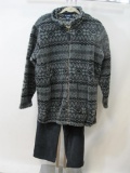 New Denim & Co. Ladies Two Piece Pant and Jacket Set, Includes Suede-look Pants in Black, and Fleece