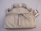 New B Makowsky Stone Glove Leather Shoulder Bag with Zip Pockets and Branded Storage Bag, 1 lb 13 oz