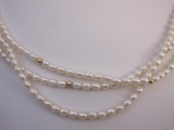 Three Strand Pearl Necklace with 14K Gold Clasp