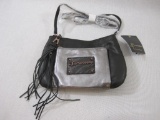 New B Makowsky Metallic Glove Leather Zip Top Crossbody Purse with branded storage bag, 14 oz