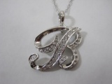 Nolan Miller Rhinestone Accented Silver Tone B Initial Necklace