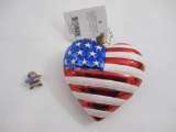 Christopher Radko Patriotic Heart Ornament with Star Pin, 6 oz