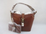 New Dooney & Bourke Lily Bucket Tote in Ginger with Branded Storage Bag, 3 lbs 4 oz
