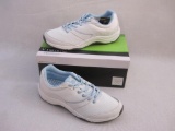 Vionic Orthaheel Technology White and Light Blue Sneakers, size 9W, new in box, 1 lb 12 oz