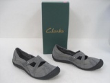Clarks Dream Q Strap Flats, Grey, Womens Size 9W, New in Box, 1 lb 11 oz