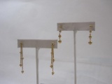 Two Pairs of 14K Gold Dangling Earrings, 2.7 g total weight