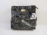 New Kathy Van Zeeland Steel Zebra Tote/Purse, 2 lbs