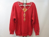 New Bob Mackie Wearable Art Ladies Sweater with Diamond Cut out Detail, Sequin and Bugle Bead