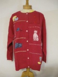 New Stitches in Time Quilted Cat Button Down Sweater, size 1X, 1 lb 3 oz