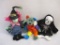 Three Halloween TY Beanie Babies including Creepers, Frankenteddy, and Scary, all with original