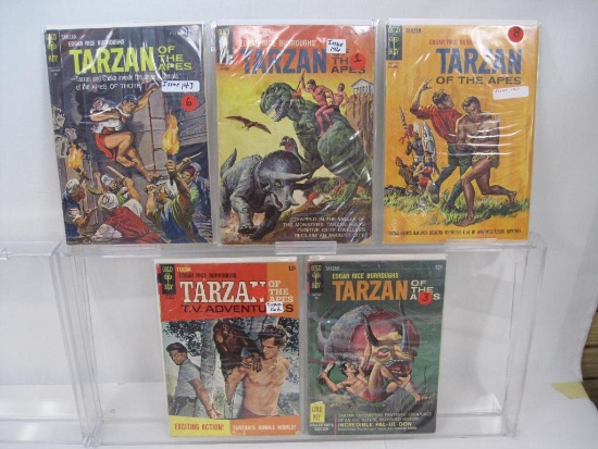 Five Gold Key Tarzan Comics, Includes Tarzan of the Apes Issue 143, 146-147, 162, 167, 1964-1967,
