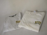 Two Vintage XXL NYPD Pipes & Drums Shirts: Signal Sports T-Shirt and Jerzees Sweatshirt, 1 lb 7 oz