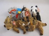 Five 2000 TY Beanie Babies including China, Roxie, Oats, and Lurkey, all with original tags, 1 lb 8
