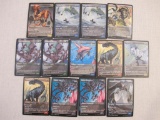 Thirteen Magic the Gathering Full-Art Cards from Ikoria: Lair of Behemoths including Regal Leosaur,