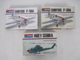 Three Model Planes by Monogram in 1/72 Scale, Includes Two Curtis P-36A, One is Sealed, and the