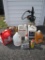 Collection of Home Maintenance Fluids, Includes Tiki Torch Fuel, Deer Stopper, Paint Thinner, Stihl