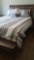 Queen Size Wood Bed with Bench and Two Storage Drawers in the foot, measures 63 inches x 57 x 94