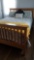 Mission Style Queen Size Oak Bed, 63 in wide x 86 in long x 48 in tall at the headboard, mattress