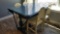 Vintage Wooden Table and Chairs, Table has Glass Top and is approximately 53 in wide 37 in across