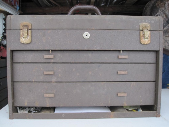 Heavy Duty Steel Kennedy Tool Box with Tools Included, as Pictured