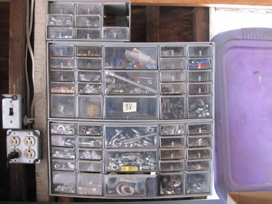 Tool Organizer with Air Nozzles and Couplers, Link Couplers, Screws and Assorted Fasteners, Nuts,