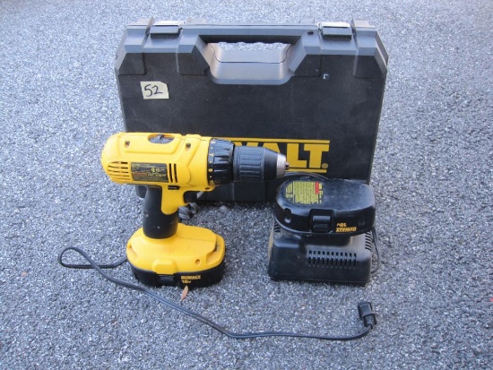 Dewalt Cordless Drill, 18V With Extra 18V Battery, Charger and Case, Model Number DC9098
