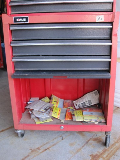 Homak Rollaway Toolbox With Assorted Tools, 13.5" x 22.5" x 29H, Includes Assorted Cutting Tools,