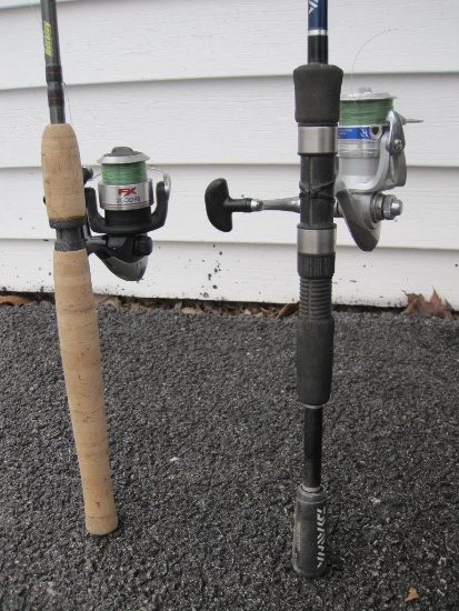 Two Fishing Poles with Reels, Daiwa G5 Shock Rod and Reel, Berkeley Lightning Rod with Shimano FX