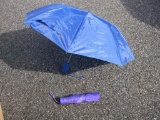 Two Collapsible Umbrellas, Blue and Purple