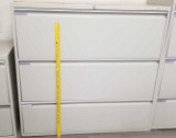 Three Drawer Metal Filing Cabinet, approx 42 inches wide, 43 inches tall and 18 inches deep